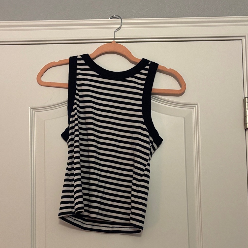 Old Navy Black and White Striped Tank Top
